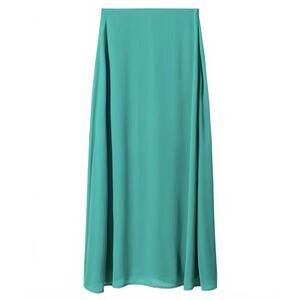 Mango High-Waist Long Flowy Maxi Skirt Turquoise Green Blue NWT Size XS